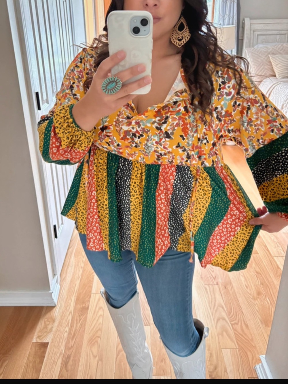 Haptics patchwork boho fall top - Picture 2 of 2